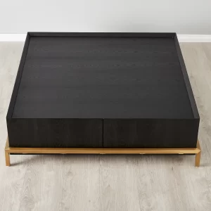 Noah Black Oak Veneer Coffee Table - Gold Metal Frame