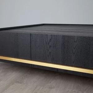 Noah Black Oak Veneer Coffee Table - Gold Metal Frame