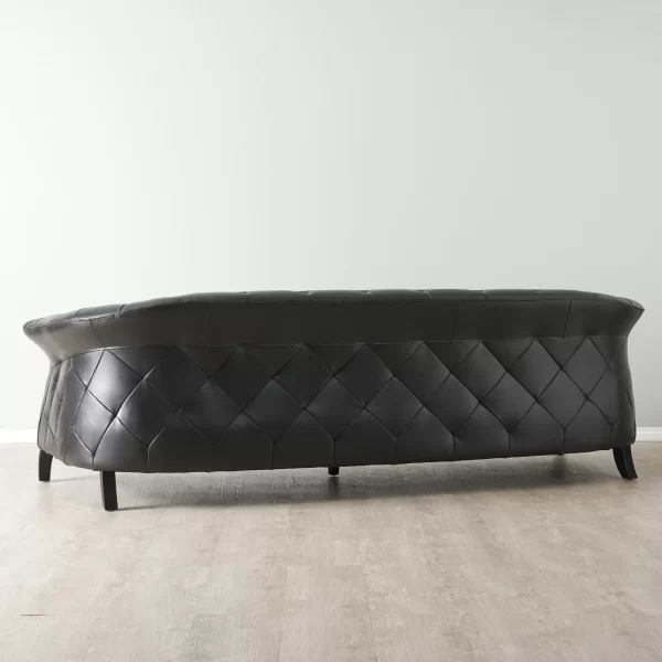 Regal Black Leather 3-Seater Sofa