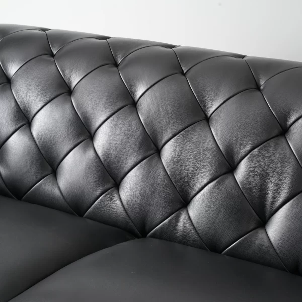 Regal Black Leather 3-Seater Sofa