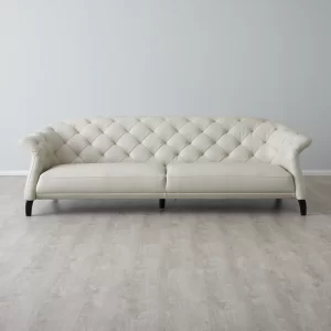 Regal Cream Leather 3-Seater Sofa