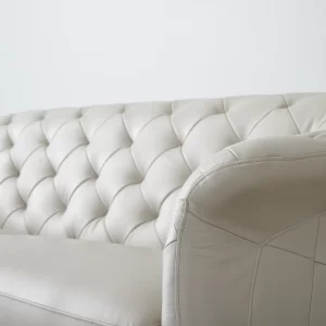 Regal Cream Leather 3-Seater Sofa