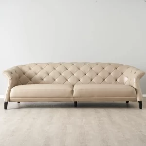 Regal Cream Leather 3-Seater Sofa