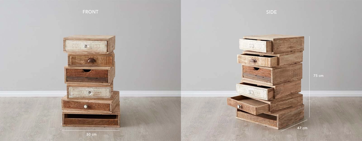 Stacked Natural Wooden Side Table