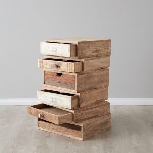 Stacked Natural Wooden Side Table