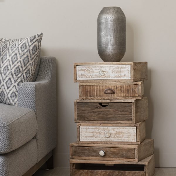 Stacked Natural Wooden Side Table