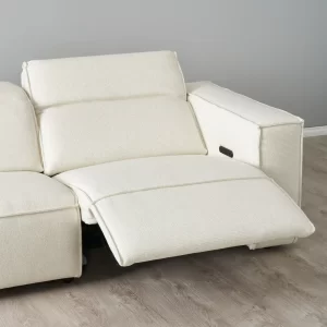 Thiago Chestnut White Woven Fabric 3-Seater Electric Recliner1