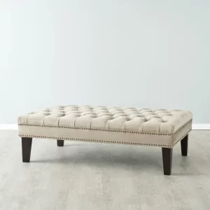 Vogue Beige Velvet Ottoman1