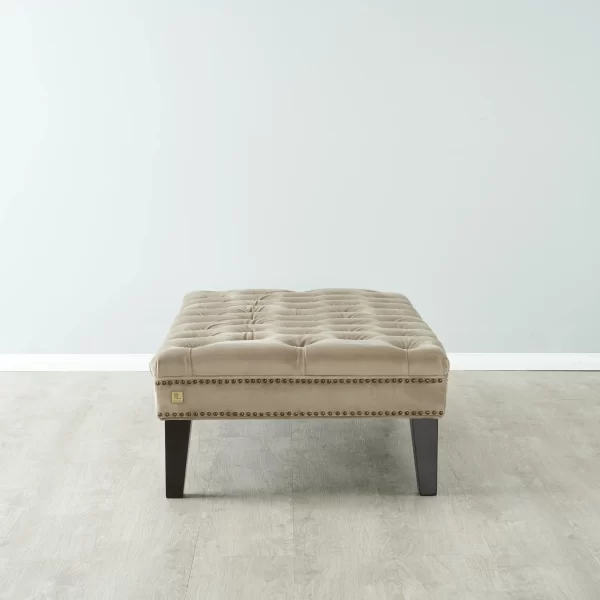 Vogue Beige Velvet Ottoman1