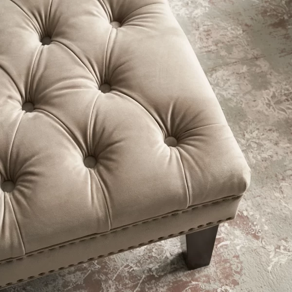 Vogue Beige Velvet Ottoman1