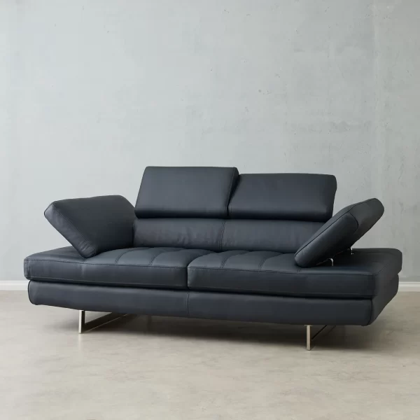 Lennox Night Blue Leather 2-Seater Sofa Image