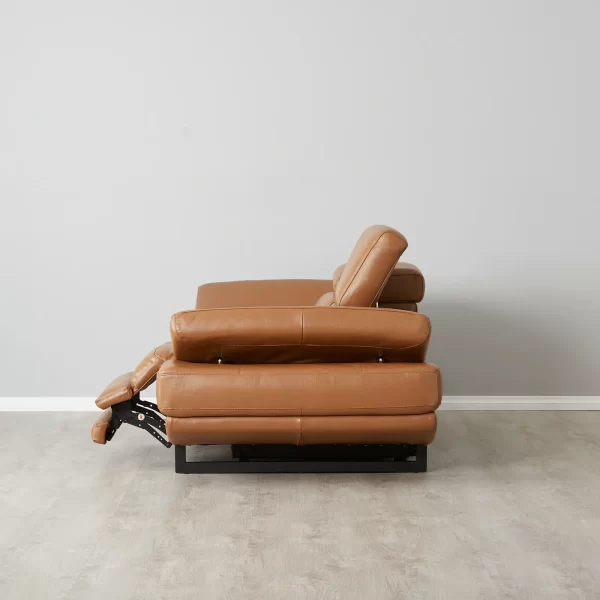 Elena Savanna Brown Leather 2-Seater Electric Recliner