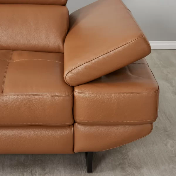 Elena Savanna Brown Leather 2-Seater Electric Recliner