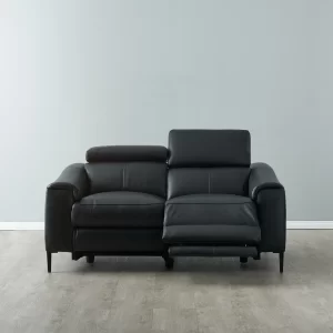 Bruce Black Leather 2-Seater Electric Recliner