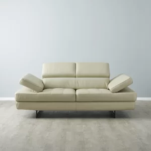 Lennox Almond Cream Leather 2-Seater Sofa