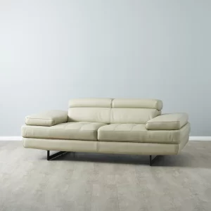 Lennox Almond Cream Leather 2-Seater Sofa