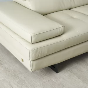 Lennox Almond Cream Leather 2-Seater Sofa