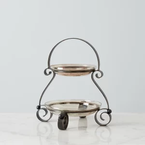 Abigail Gilded Dark Bronze 2-Tier Cake Stand