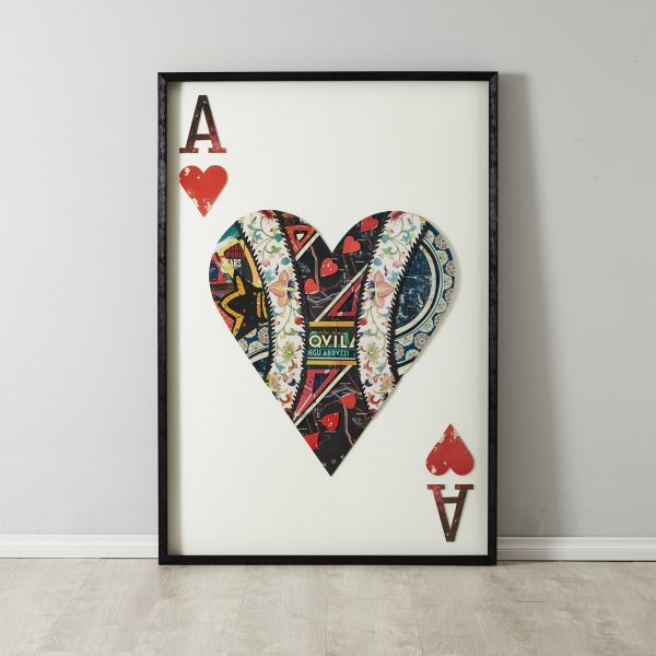 Ace of Hearts Framed Paper Collage