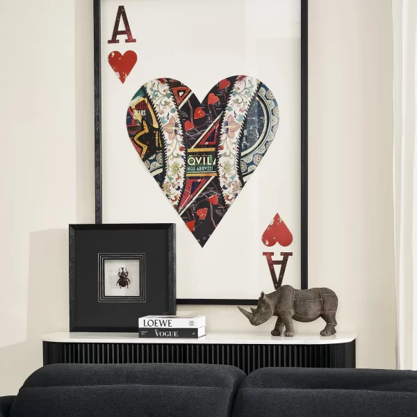 Ace of Hearts Framed Paper Collage