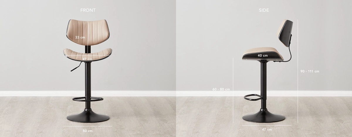 Alabaster Sand Beige Vegan Leather Bar Stool