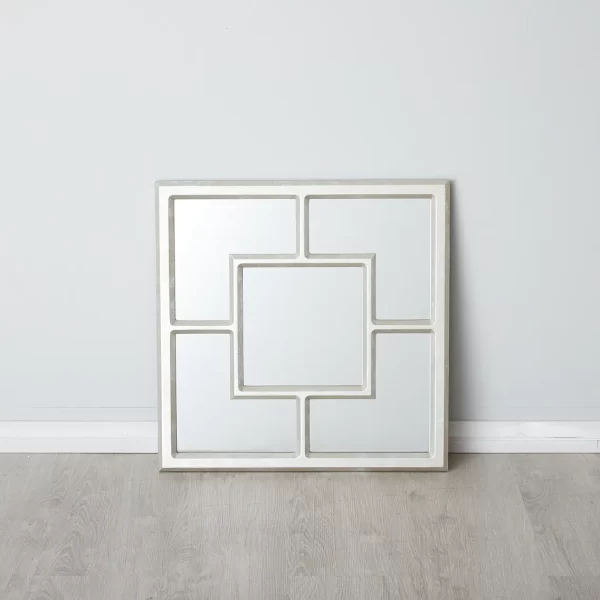 Angular Distressed Silver Square Mirror