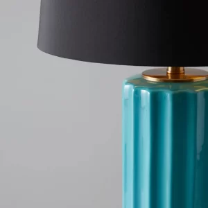 Anita Blue Ceramic Table Lamp - Black Fabric Lamp Shade