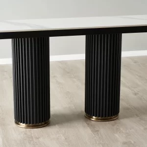 Archie White Sintered Stone Console Table - Matte Black Legs1