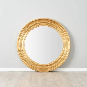 Calliope Antique Gold Round Wooden Mirror