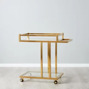 Ciara Brushed Gold Stainless Steel Bar Cart1