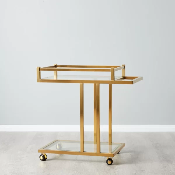 Ciara Brushed Gold Stainless Steel Bar Cart1