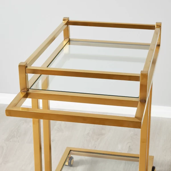 Ciara Brushed Gold Stainless Steel Bar Cart1