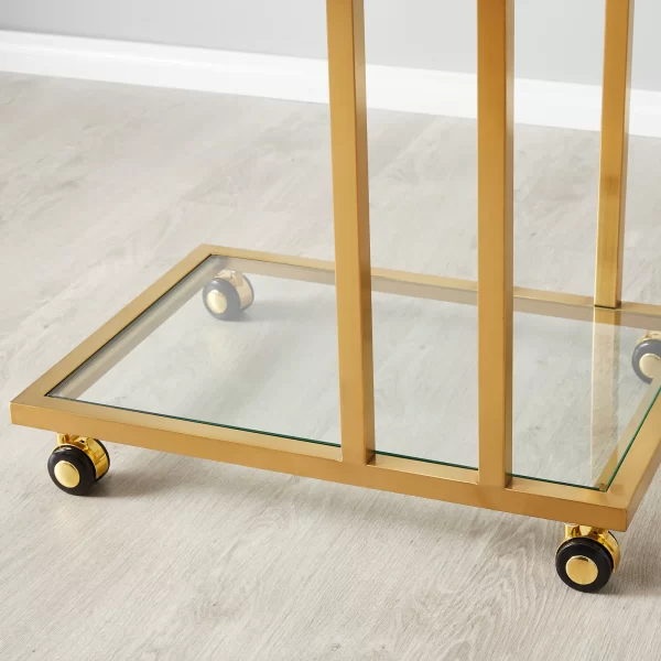 Ciara Brushed Gold Stainless Steel Bar Cart1