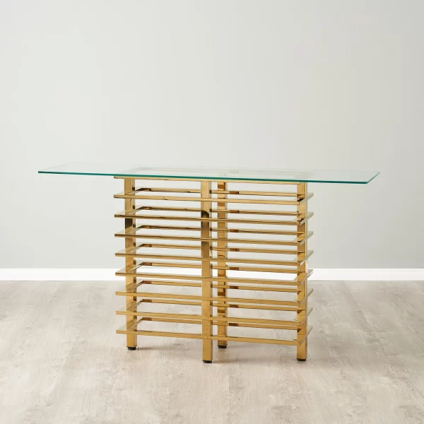 Clarette Gold Console Table - Clear Glass Top