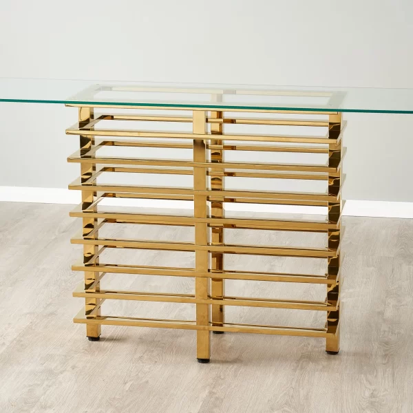 Clarette Gold Console Table - Clear Glass Top