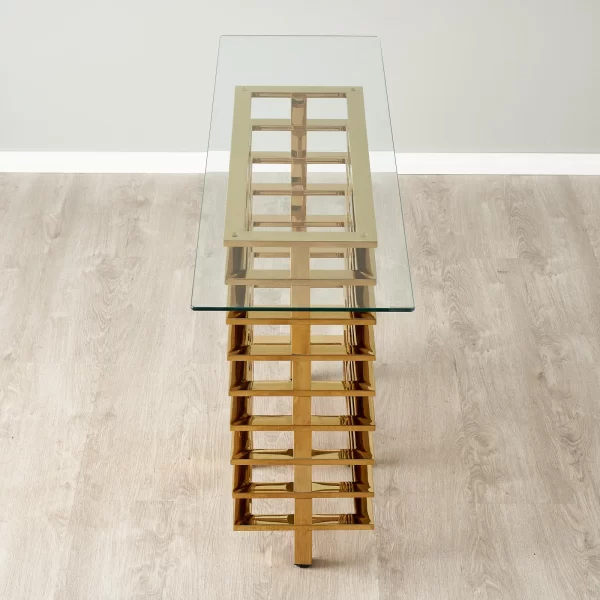 Clarette Gold Console Table - Clear Glass Top