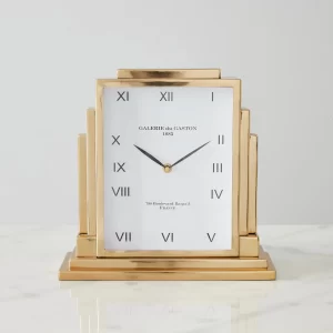 Clarita Matte Antique Brass Table Clock