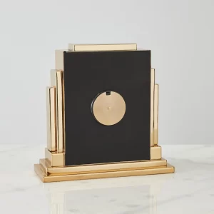 Clarita Matte Antique Brass Table Clock