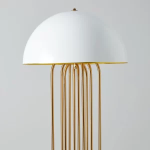 Diana Brushed Gold Metal Floor Lamp White Metal Shade