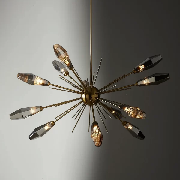 Dragonfly Smoke Grey Glass Chandelier