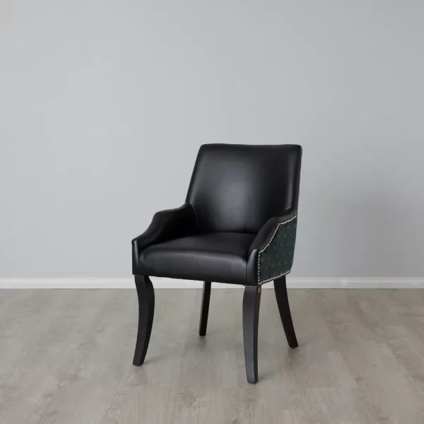 Errol Black Patterned Vegan Leather Dining Chair1