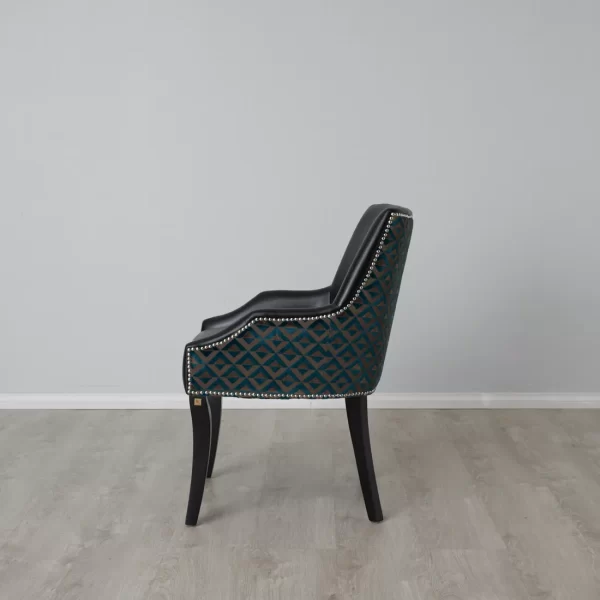 Errol Black Patterned Vegan Leather Dining Chair1