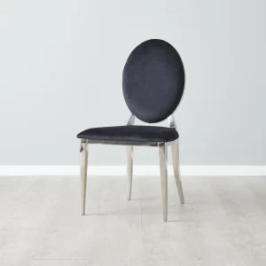 Flora Black Velvet Dining Chair - Stainless Steel Legs