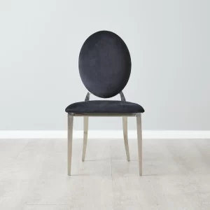 Flora Black Velvet Dining Chair - Stainless Steel Legs