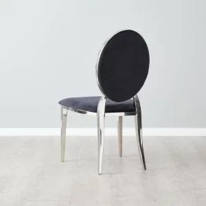 Flora Black Velvet Dining Chair - Stainless Steel Legs