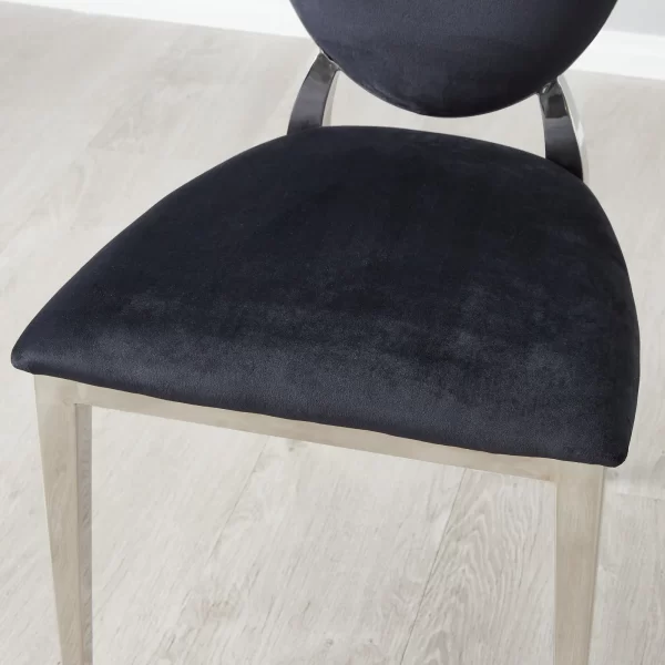 Flora Black Velvet Dining Chair - Stainless Steel Legs