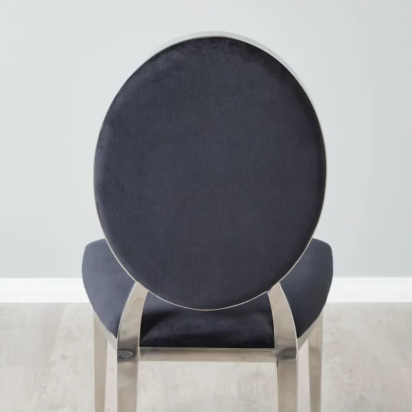 Flora Black Velvet Dining Chair - Stainless Steel Legs