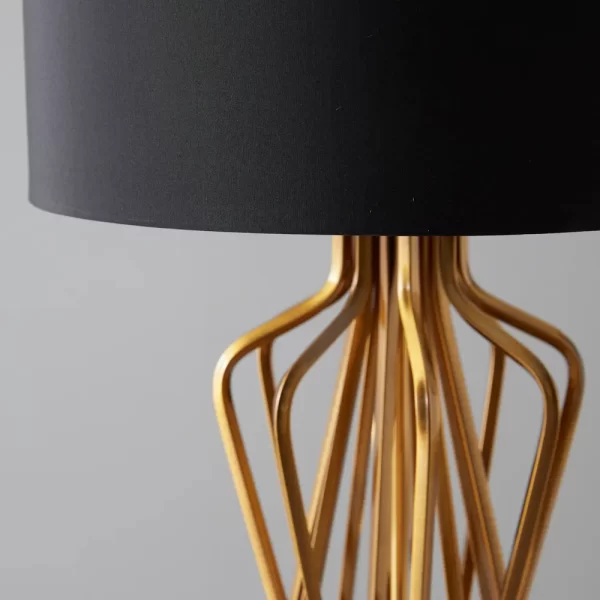 Franklin Brushed Bronze Metal Table Lamp - Black Fabric Lamp Shade