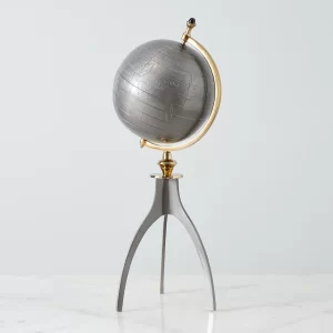 Gaia Grey Metal Globe With 3-Leg Stand