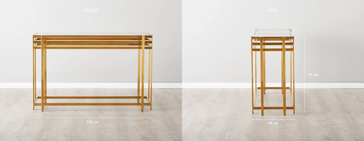 Grazia Brushed Gold Stainless Steel Console Table